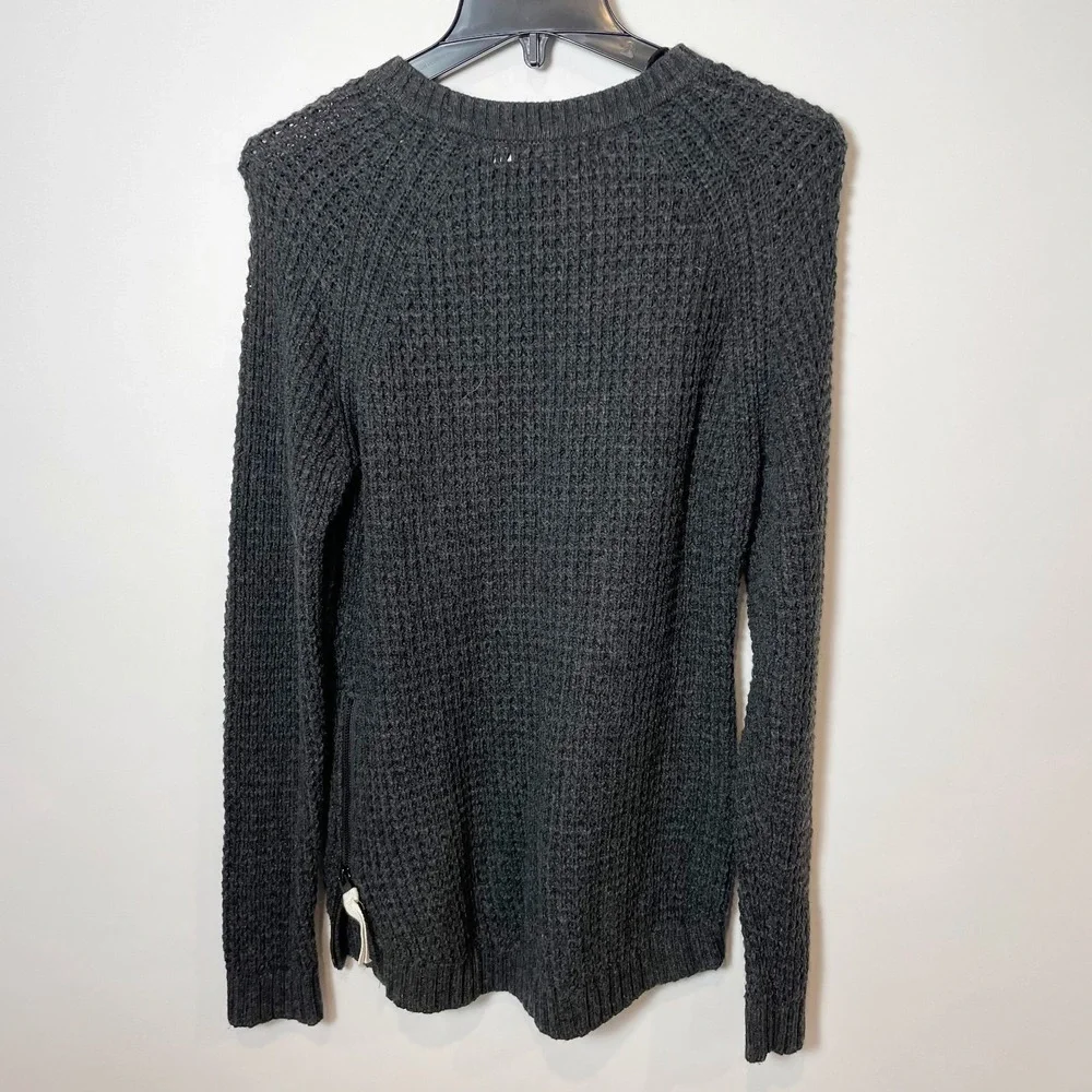 H&M LOGG Pullover Knit Sweater Gray S Womens Round‎ Neck Side Zip Raglan Sleeve